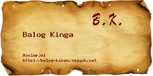 Balog Kinga névjegykártya